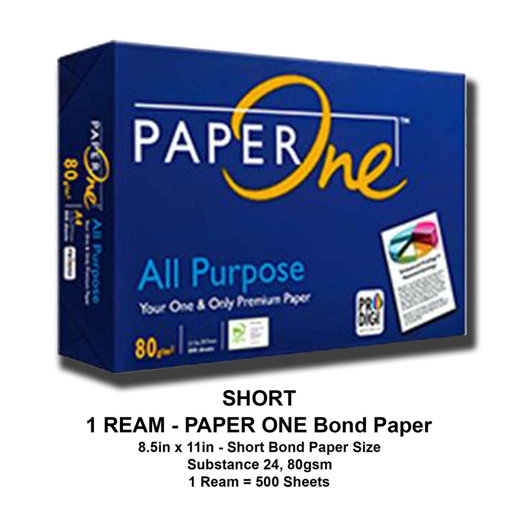 Paper one bond papers short 8 5x11 inches 80gsm sub 24 dark blue label