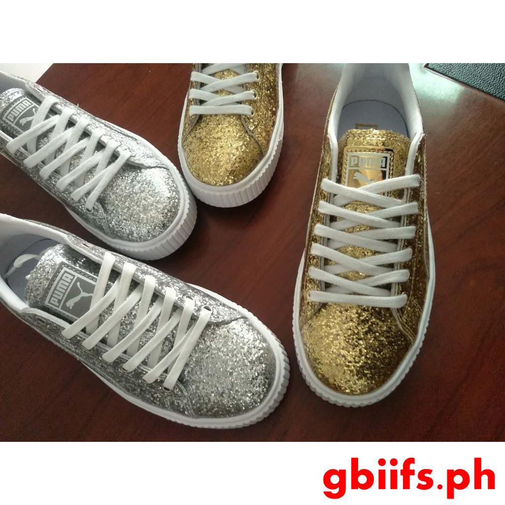 puma basket glitter silver