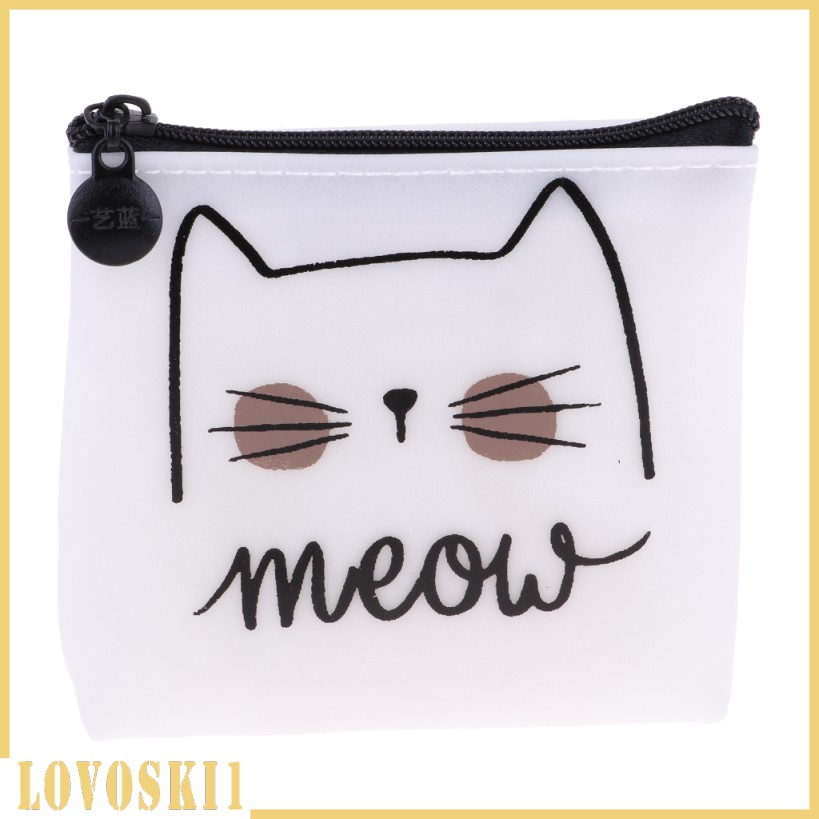 Coin Pouch Lovely Cat Canvas Coin Purse Cellphone Card Bag With Handle And Zipper 