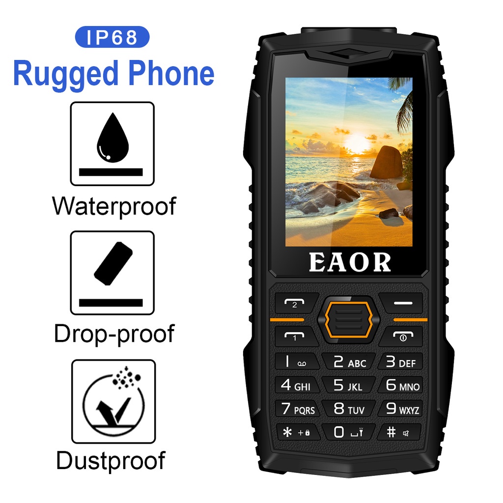 EAOR IP68 Waterproof Mobile Phone Big Battery Rugged Phone 2.4 inch
