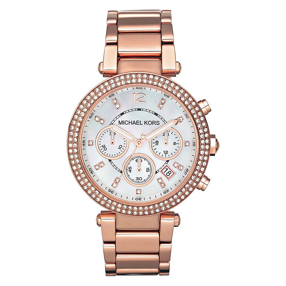 mk silver and rose gold watch