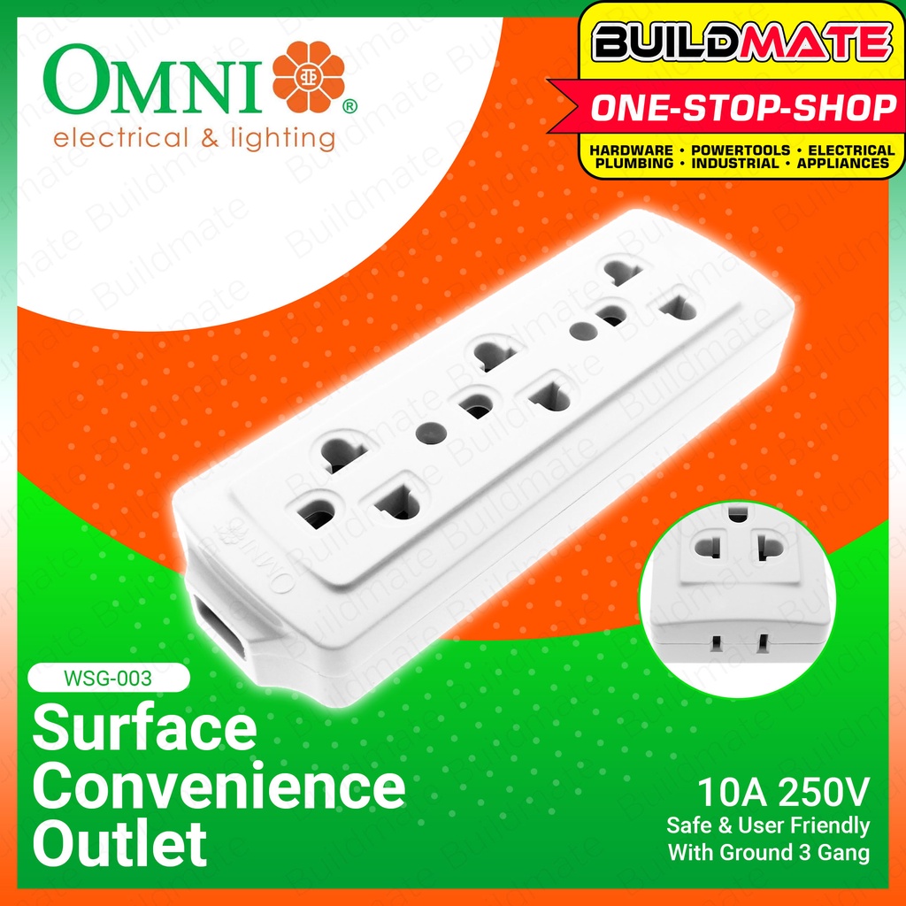 OMNI Surface Convenience Outlet w/Ground 3 Gang WSG003 •BUILDMATE
