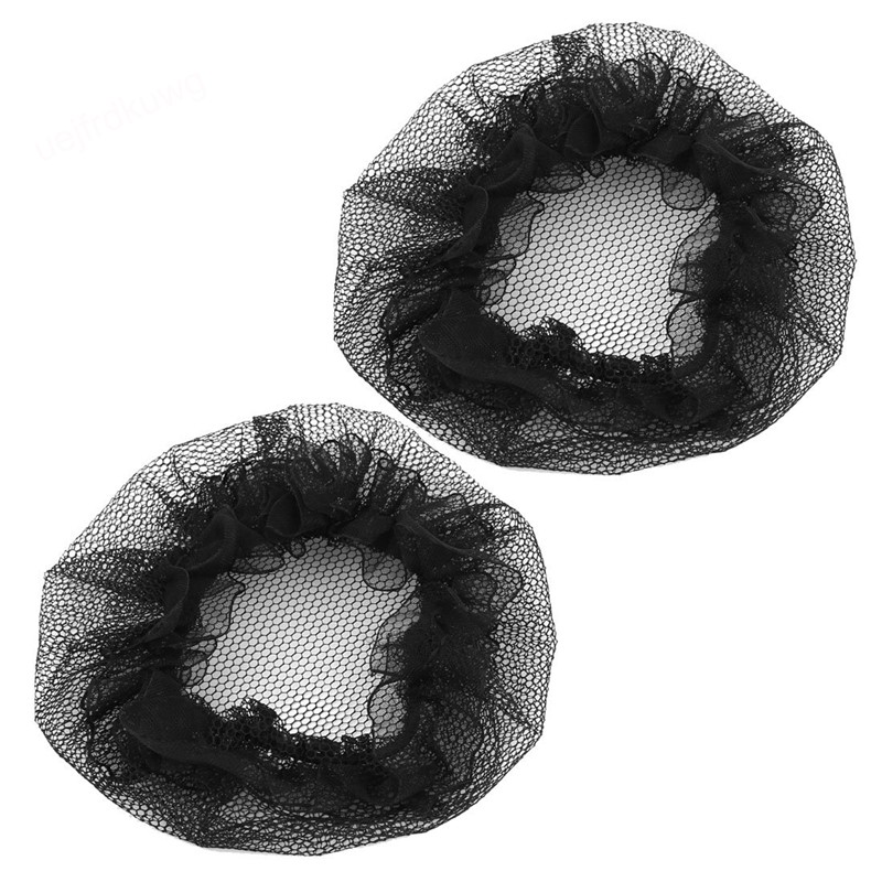 2 Pcs Nylon Mesh Stretchy Ballet Bun Hair Covers Hairnet Black For