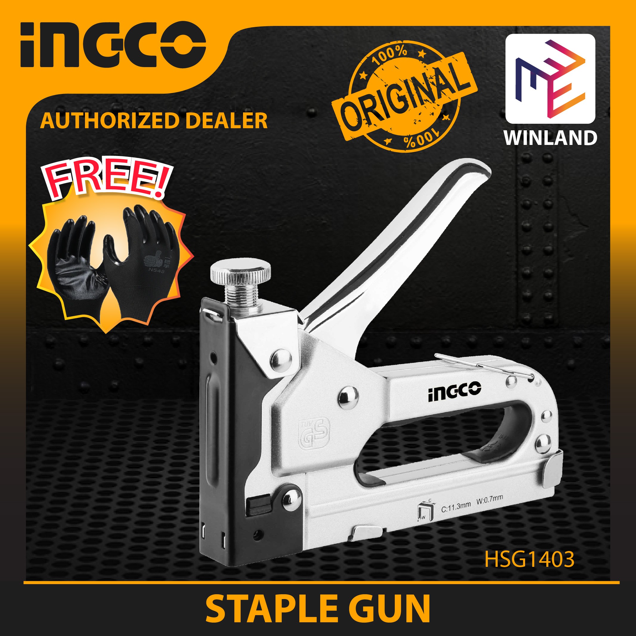 Ingco original industrial grade gun tacker staple gun w/ free safety