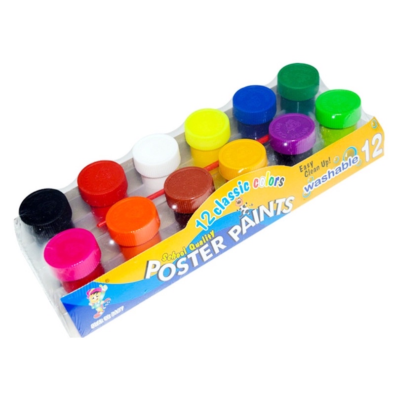 Color poster paints 12color washable paint school supplies Shopee