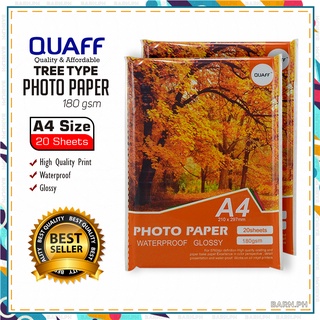 QUAFF 180gsm Glossy Photo Paper A4 Size (20sheets/pack)