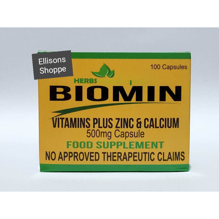 BIOMIN Vitamins plus Zinc and Calcium 500mg Food Supplement Box of 100