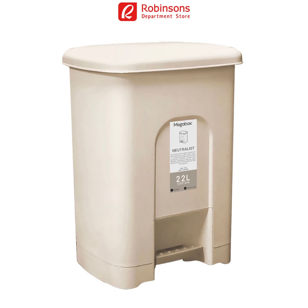 Megabox 22L Neutralist Wide Step Trash Bin (Beige) Shopee Philippines