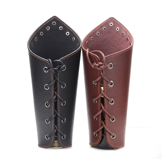 New Punk Men's Wide Leather Wax Rope Knight Bracers Fashion Brown/Black Jewelry