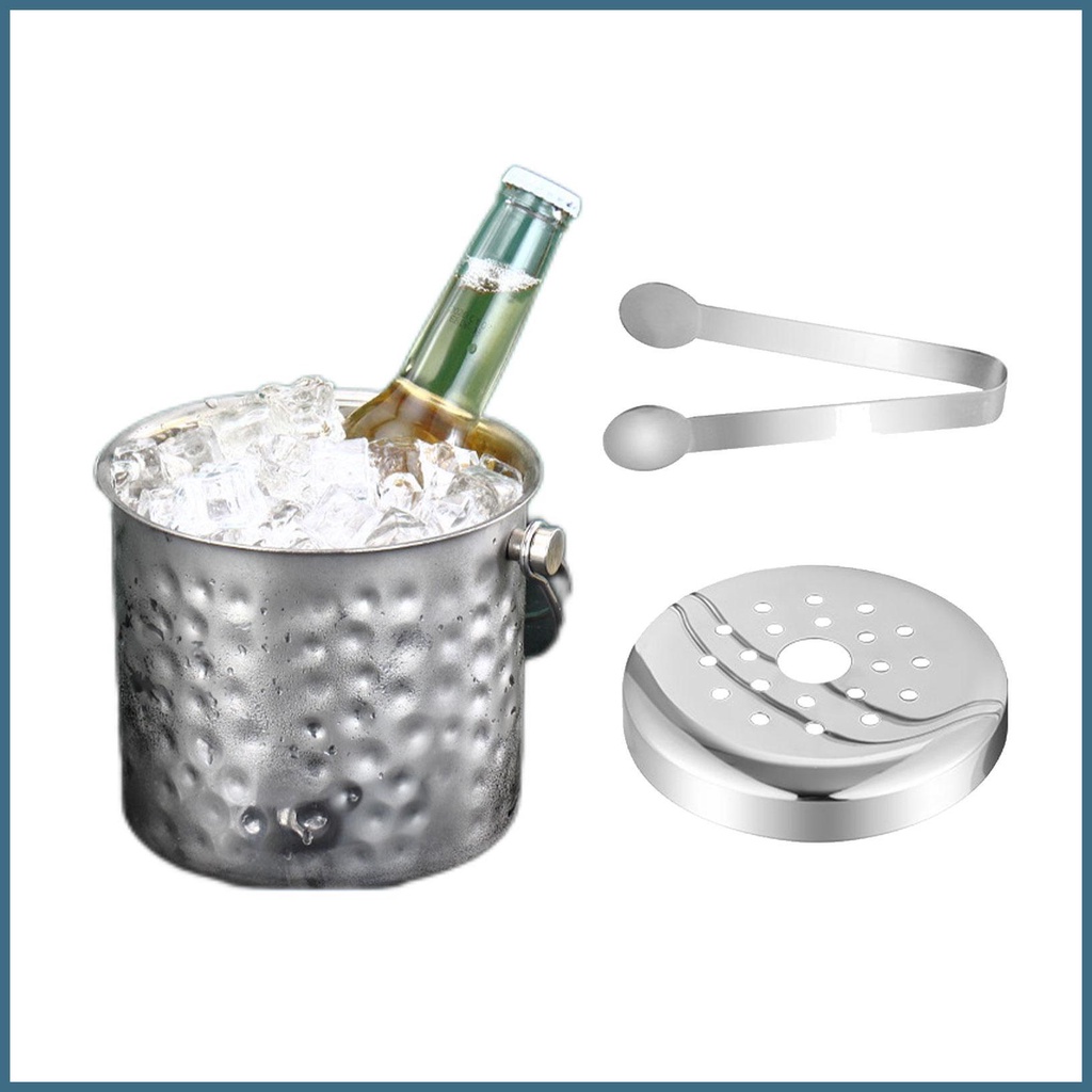 Craft Hammered Ice Bucket Stainless Steel Ice Cubes Container Double 