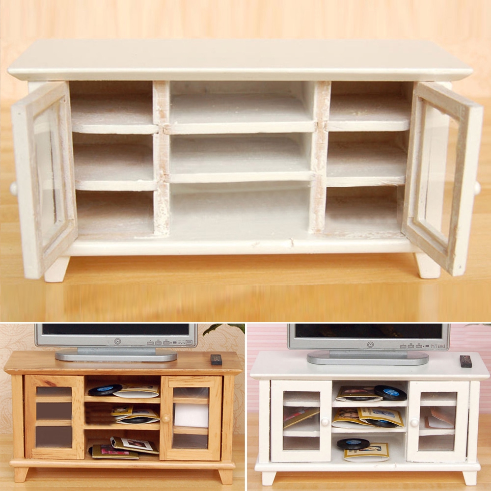 Furniture Tv Cabinet Dollhouse Miniatures Wooden Bench 1 12