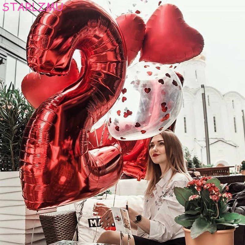 red foil number balloons