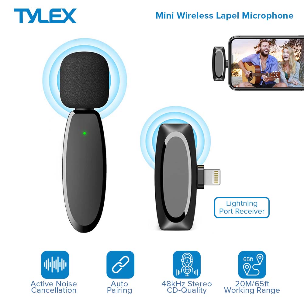 Tylex Mini Wireless Lapel Microphone for video recording and livestream