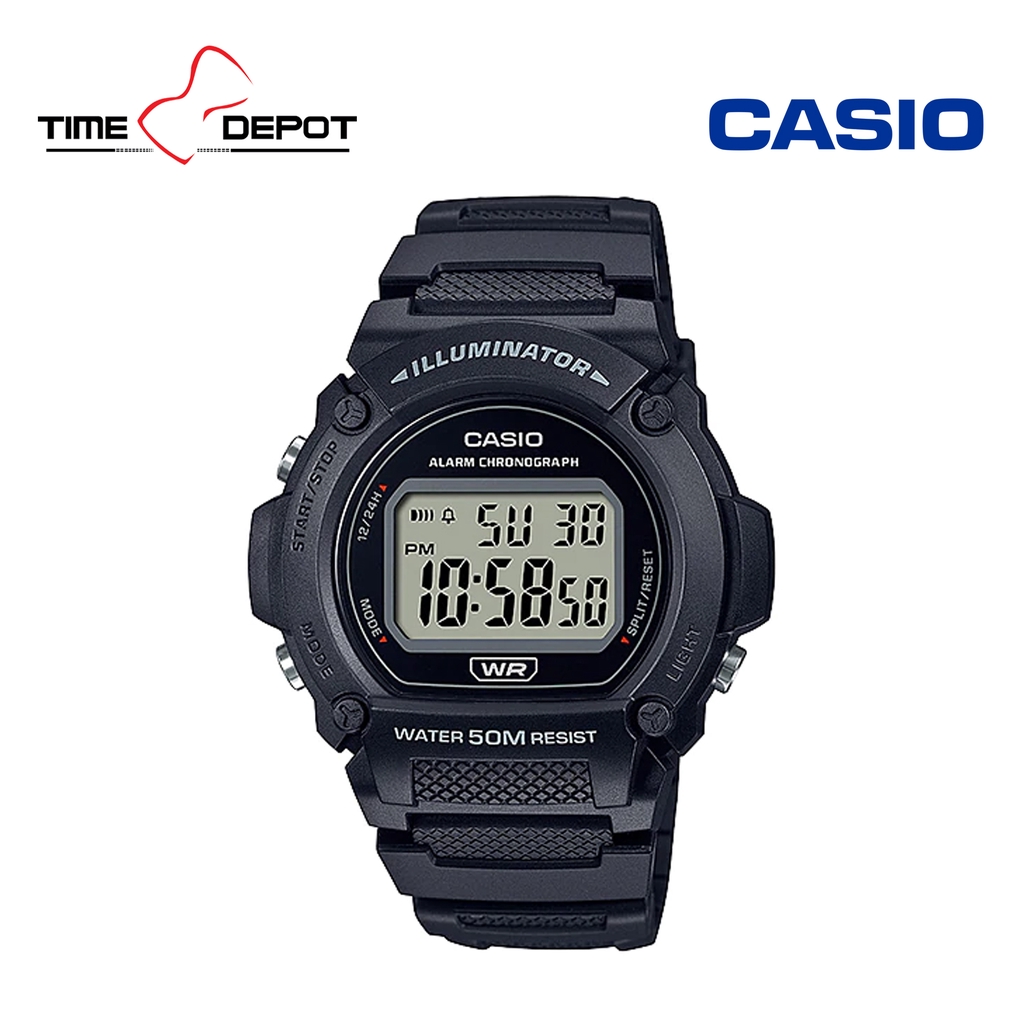 Casio W-219H-1AVDF Standard Digital Black Resin Strap Watch For Men