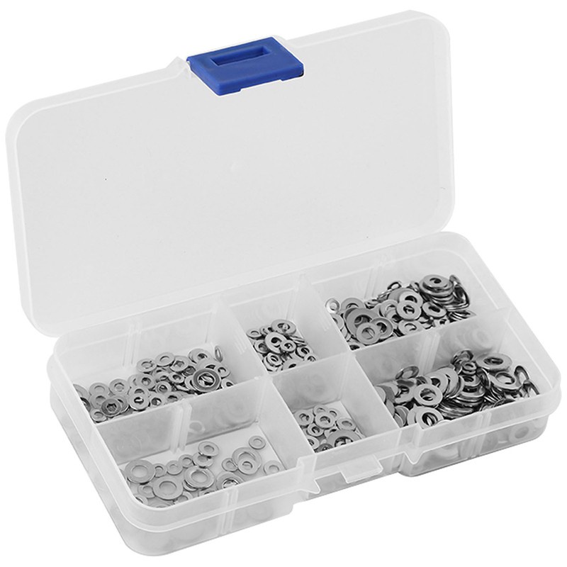 500Pcs/Set M1.6 M2 M2.5 M3 M3.5 M4 M5 Stainless Steel Flat Washer Plain Washer Gaskets Assortment Kit