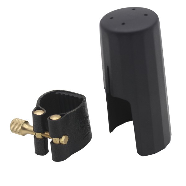 Metal+Plastic Black and Gold Clarinet Mouthpiece Ligature with Cap Clip Fastener 
