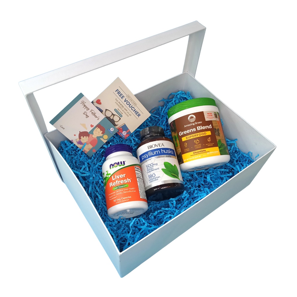 Liver Care Gift Set Biovea Psyllium Husk, Amazing Grass Superfood Chocolate,Now Foods Liver