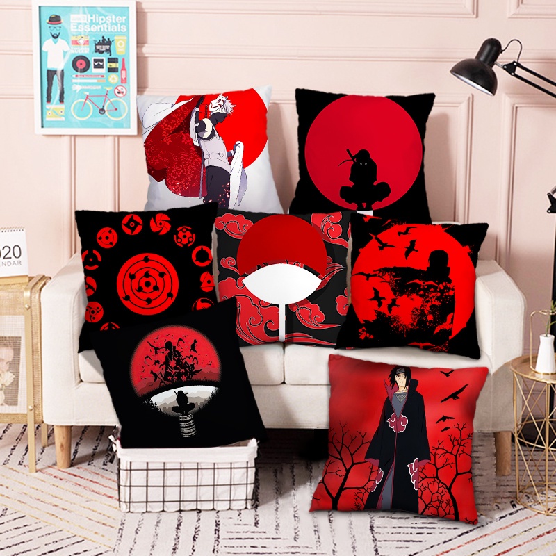 Sofa Cushion Pillow Cover Anime Naruto Sasuke Uchiha Akatsuki Clouds Pattern Single Side Printed