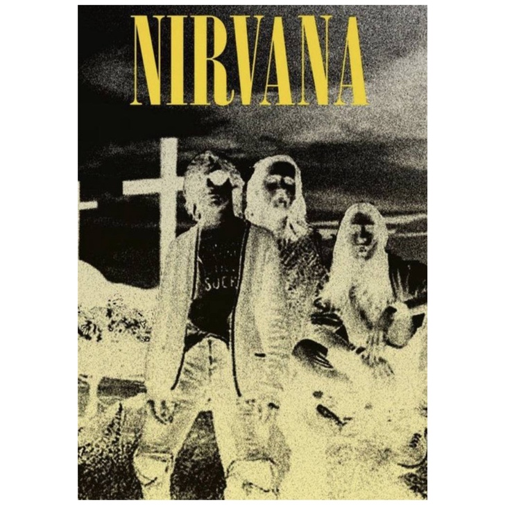 Nirvana band Retro Kraft Paper Poster Bar Office Coffee Shop Home Art Wall Sticker Decoration