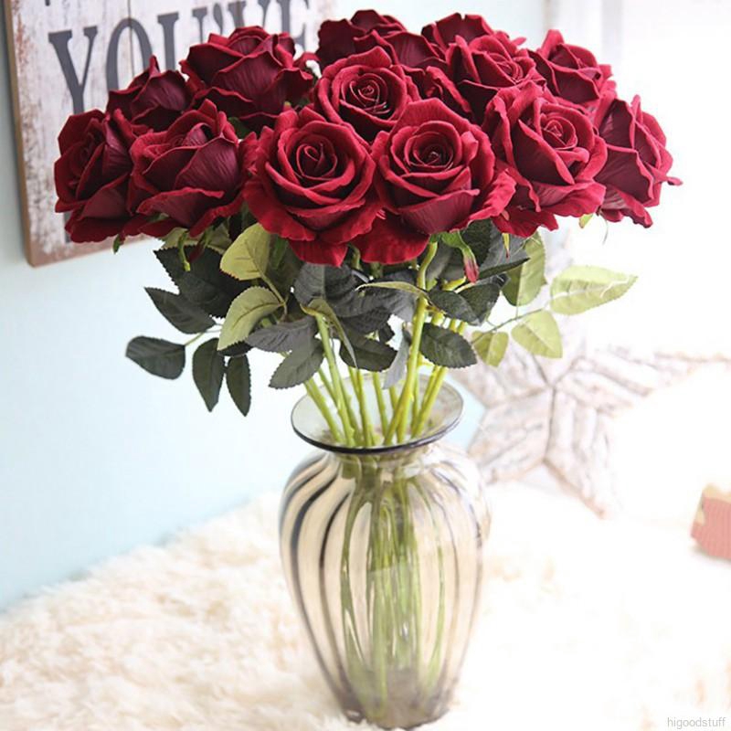 1pc Artificial Flowers Fake Silk Plastic Rose Flower Arrangement For ...