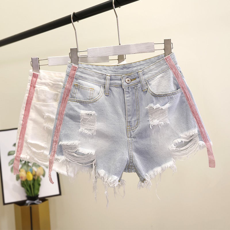 white denim jean shorts