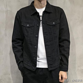 mens slim fit black denim jacket