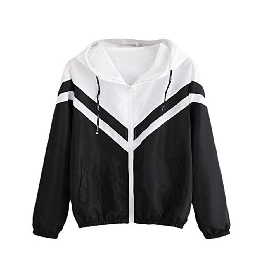 Hooded Windbreaker Sun Protect Jacket  fashion patchwork 