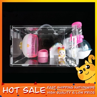 【ON STOCK】Acrylic Hamster Cage,luxury hamster cages single-layer and double slayer Transparent cage