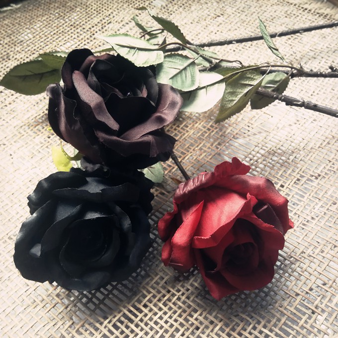 black silk flowers