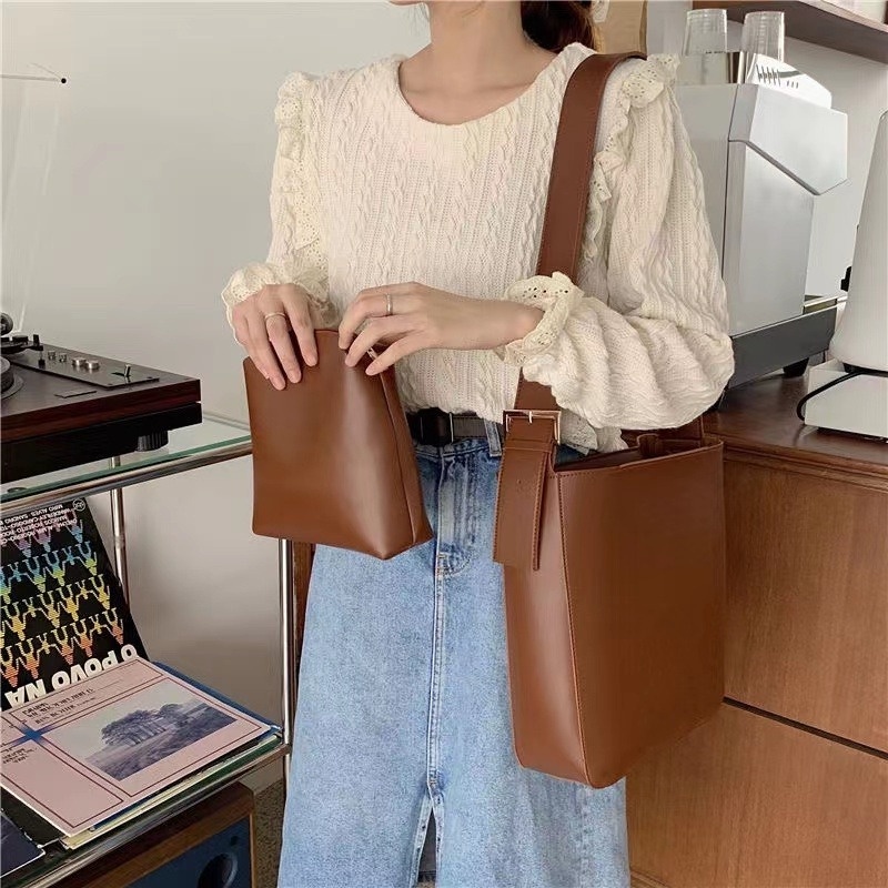 Sling Bag Leather Shoulder Bags for Women Korean Fashion Tote Bag