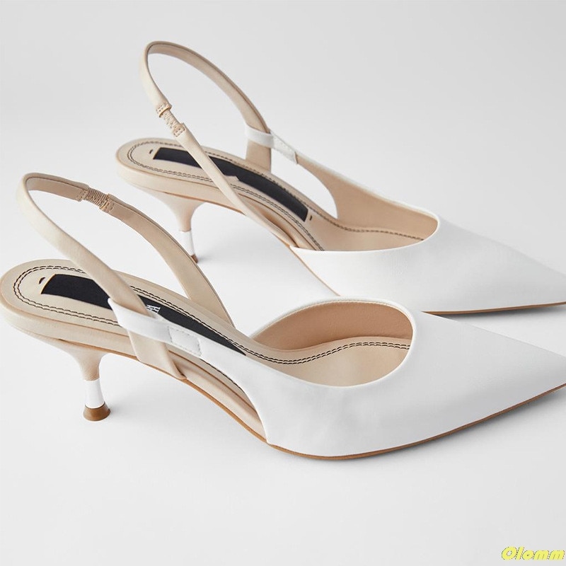 white kitten heel slingbacks