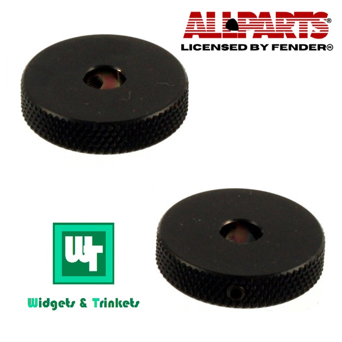 SET of 2 ALLPARTS USA Black Metal Roller Knob for Fender Jazzmaster