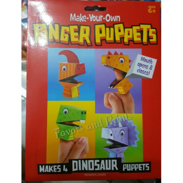 Easy Craft Wiggly Eyed Paper Make Your Own 4 Dinosaur or 4 Animal Finger Puppets 
