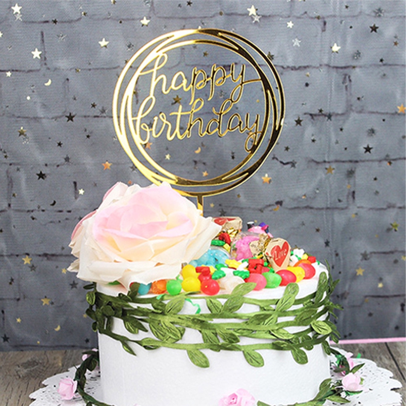 2019 New Happy Birthday Cake Toppers Glitter Calligraphy