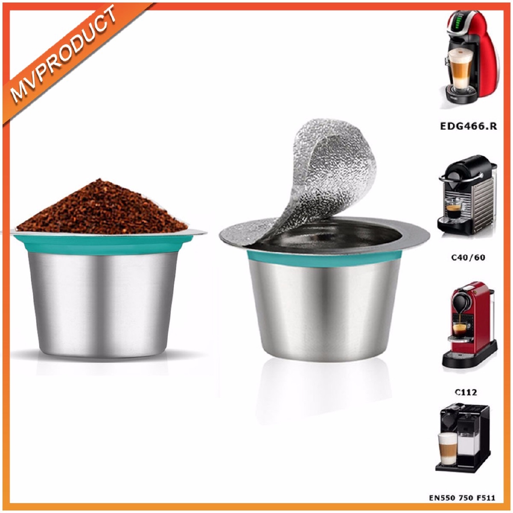 Stainless Steel Refillable Reusable Coffee Filter Filling Capsule Pod Nespresso