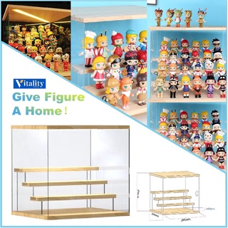 Acrylic Display Cabinet Case Wooden for Toy Doll Action Figure Desktop Organizer Storage Box