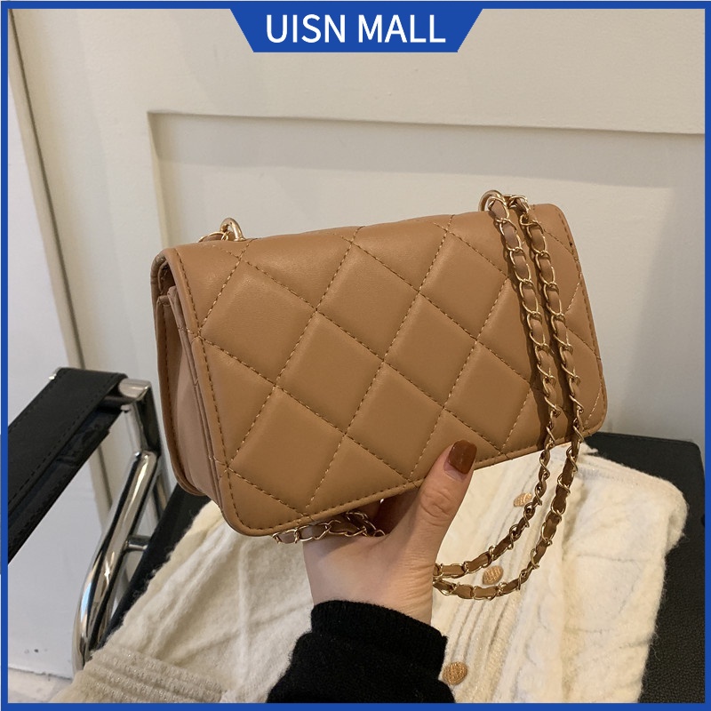 UISN #B21 Plaid Quilted Women Crossbody Bag Fashion Chain Messenger Bag ...