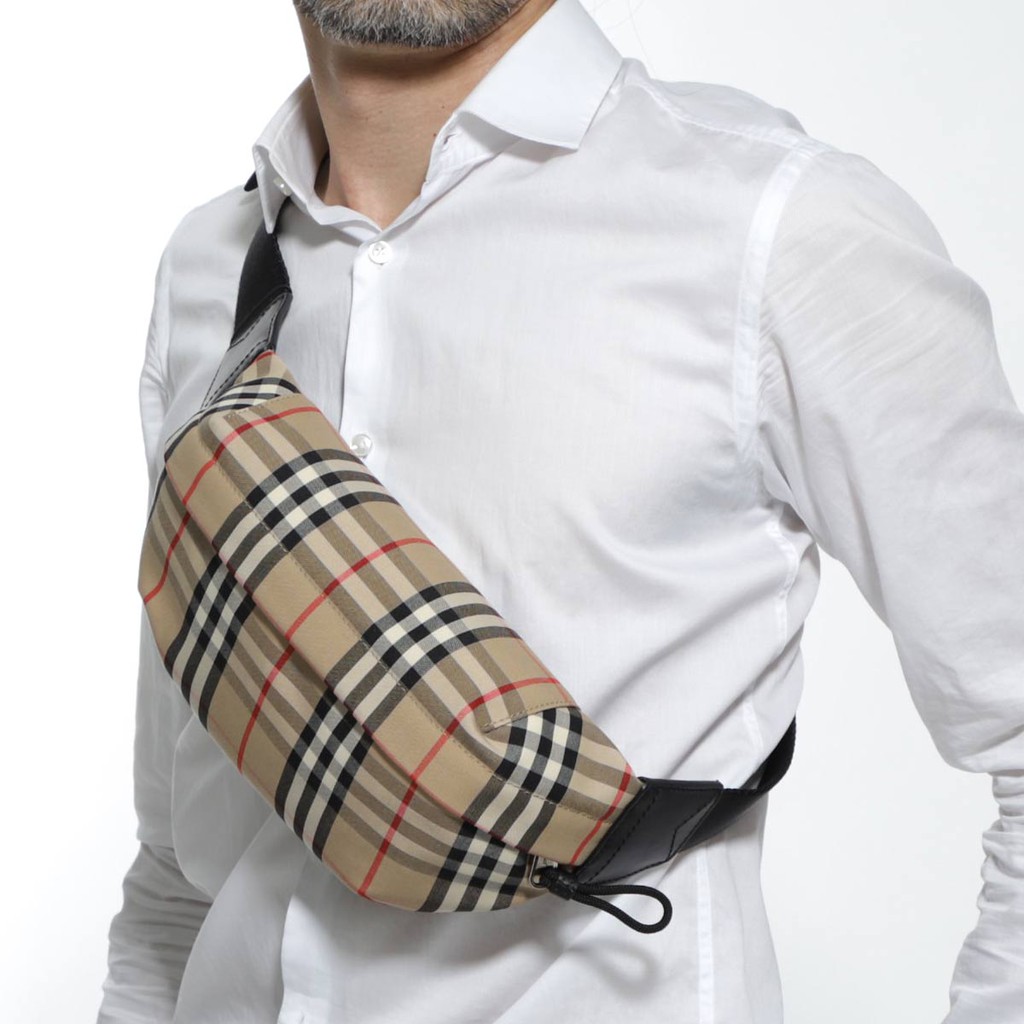 medium vintage check bonded cotton bum bag