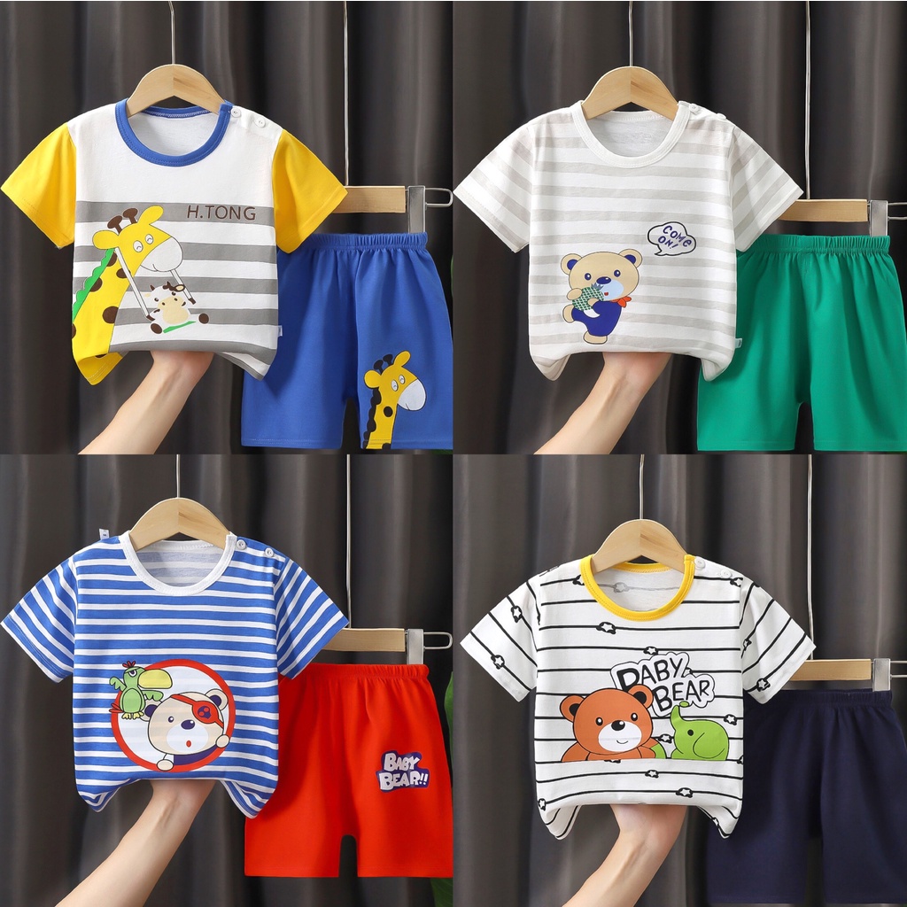0-4yrs Baby kids terno for boy & girl T-shirt w/shorts two piece ...