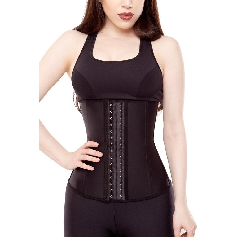 Black Workout Spandex Latex Slimming Waist Training Corset Shopee Philippines