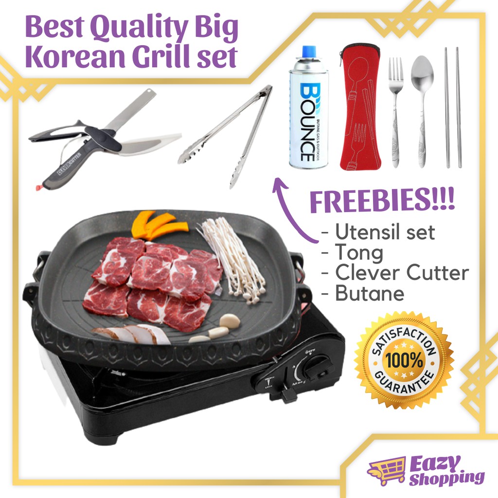 ON SALE Korean Hanaro Grill pan Samgyupsal Set Butane gas Stove Outdoor