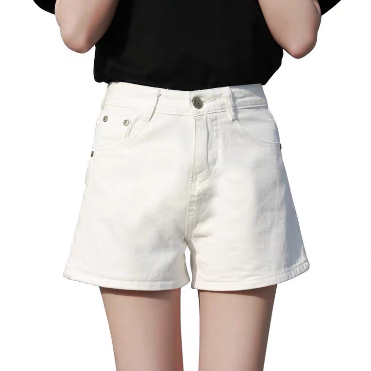 white high rise jean shorts