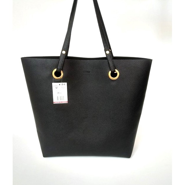 mango black solid handheld bag