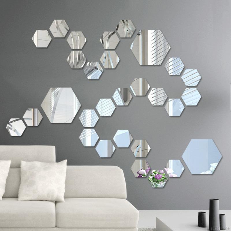【Loveinhouse】12PCS Acrylic Mirror Wall Stickers Self Adhesive Removable