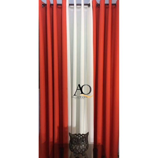 80 Inches Orange Color Ring Curtain Set 3in1 Shopee Philippines