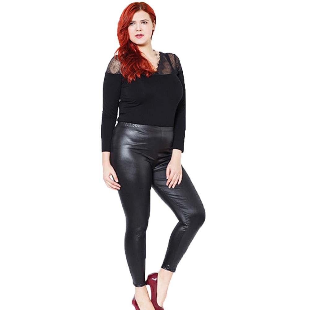 leather look leggings size 16