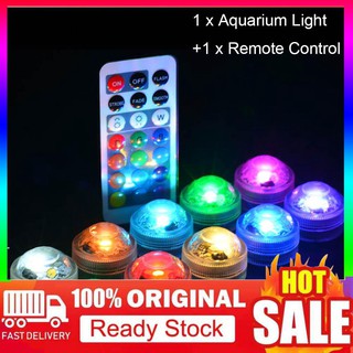 GOTM_Remote Control Color Change Round Aquarium LED Light Submersible Fish Tank Lamp