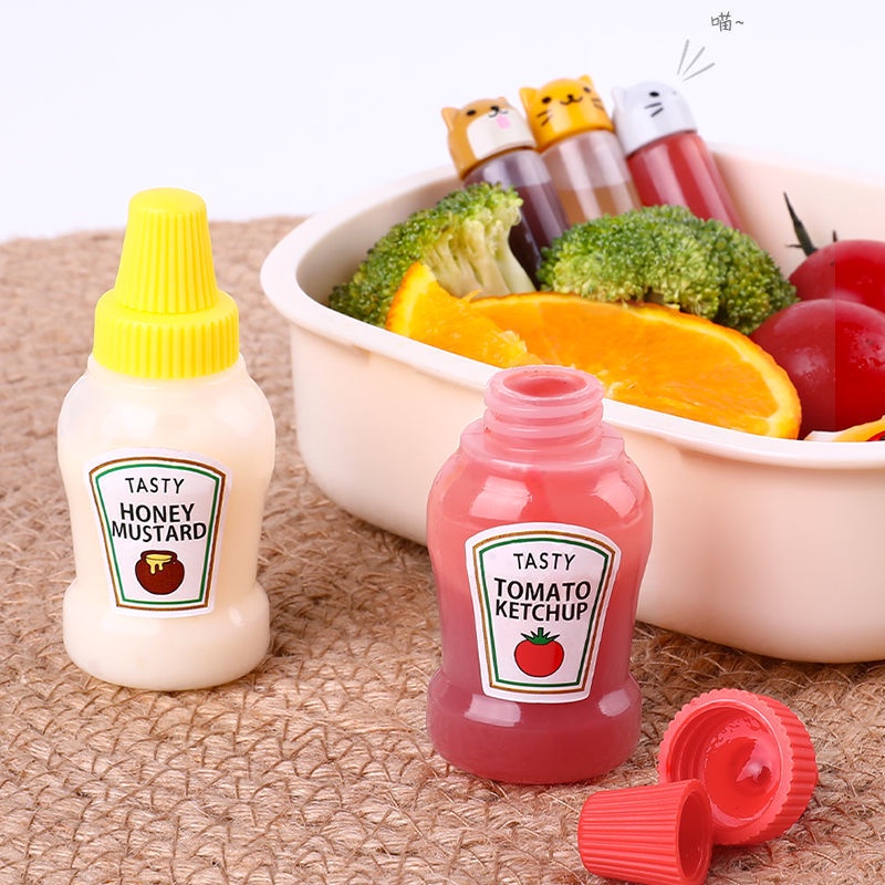 Mini Ketchup Bottles, 25ml Refillable Salad Dressing Tomato Ketchup Mayo Syrup Squeeze