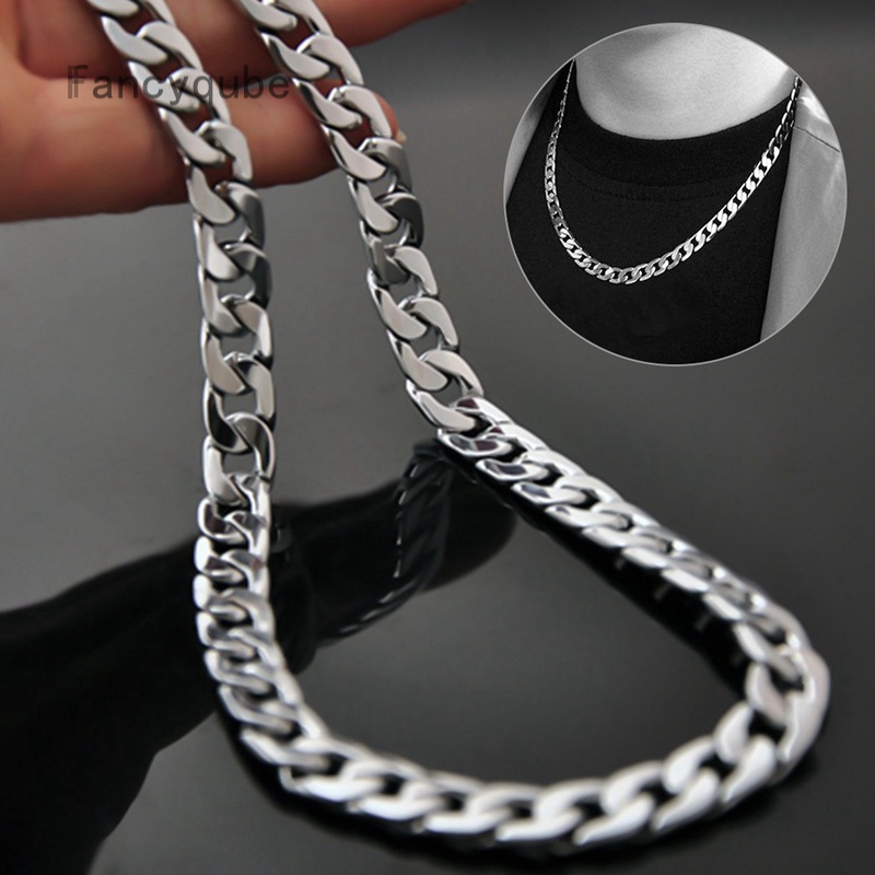 Mens Necklace Chain Stainless Steel 50cm Silver Color Necklace For Men Jewelry Gift Width 6 7 10mm Shopee Philippines
