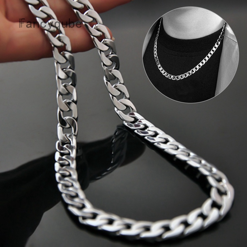 Mens Necklace Chain Stainless Steel 50cm Silver Color Necklace For Men   5d9d06b52f4e29ac621f940735c0b138